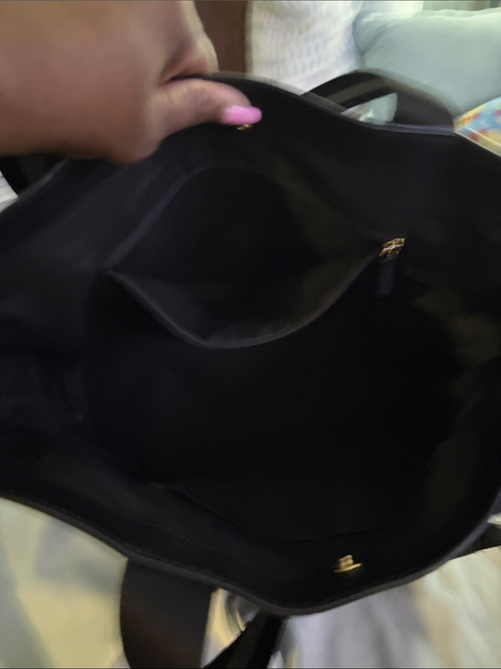 Coach Black Tote with Silver Trim and Snap Closure - Picture 6 of 9